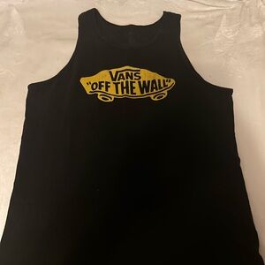 Black Vans Tank Top with Yellow Logo